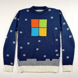 Microsoft Windows Snow Scene Holiday Ugly Sweater Small Tech Geek Retro 90s RARE